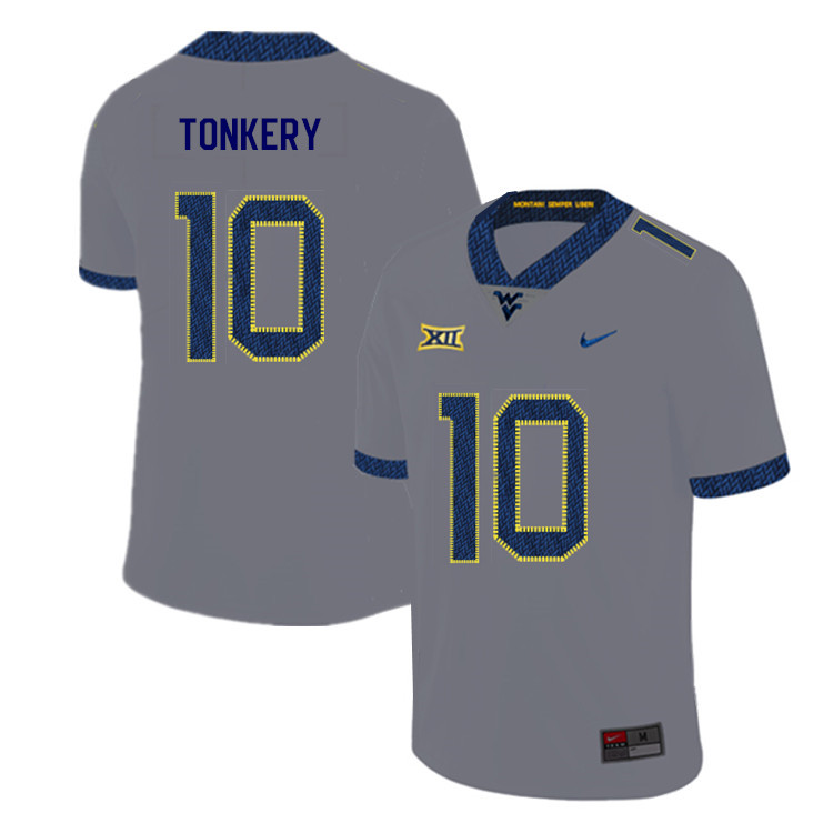 NCAA Men's Dylan Tonkery West Virginia Mountaineers Gray #10 Nike Stitched Football College 2019 Authentic Jersey GO23H36PJ